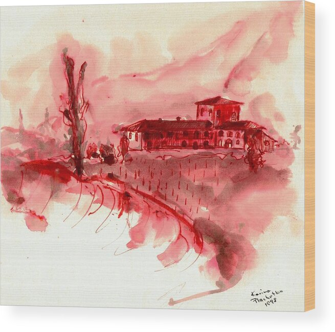 Italy Wood Print featuring the painting Italian landscape #6 by Karina Plachetka