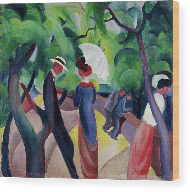 Promenade Wood Print featuring the painting Promenade #6 by August Macke