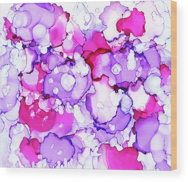 Pink Wood Print featuring the painting Abstract 25 by Lucie Dumas