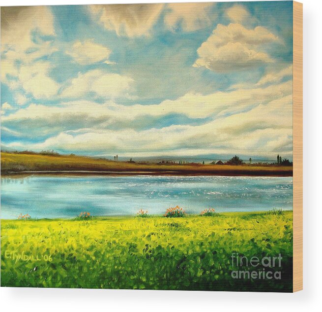 Landscape Wood Print featuring the painting Am I Dreaming by Elizabeth Robinette Tyndall
