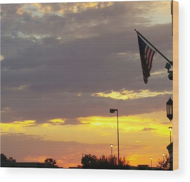 Cloud Wood Print featuring the photograph Patriotic Sunset by J R Yates