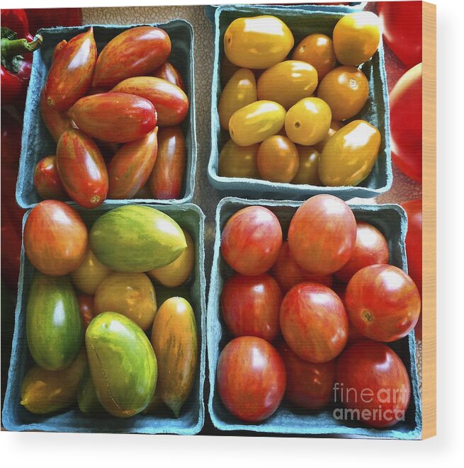 Red Wood Print featuring the photograph Baby Tomato Medley by Dee Flouton