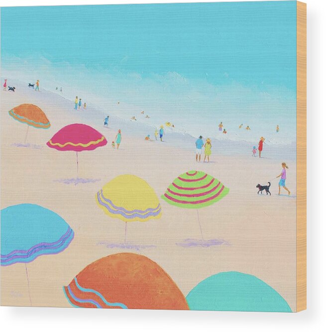 Beach Wood Print featuring the painting Beach Painting - Bright Sunny Day by Jan Matson