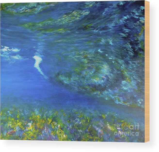 Ocean Wood Print featuring the painting Beneath the Sea by Jackie Sherwood