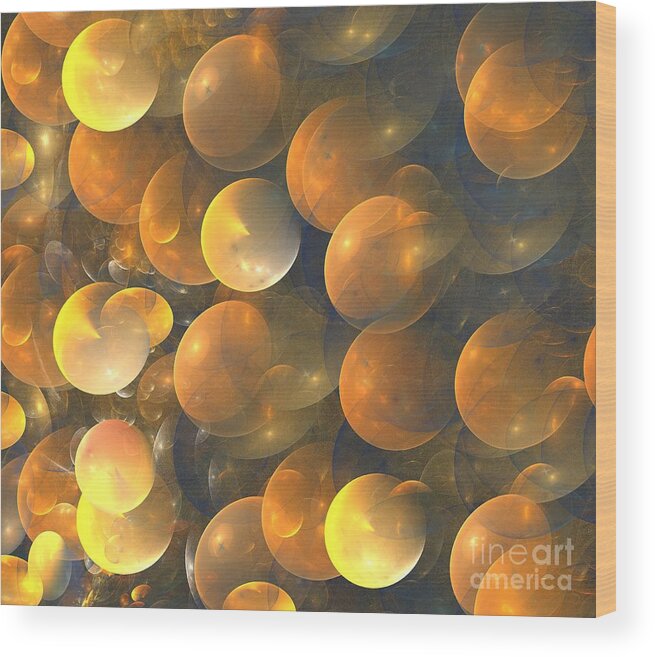  Wood Print featuring the digital art Brown Gold Planets by Kim Sy Ok