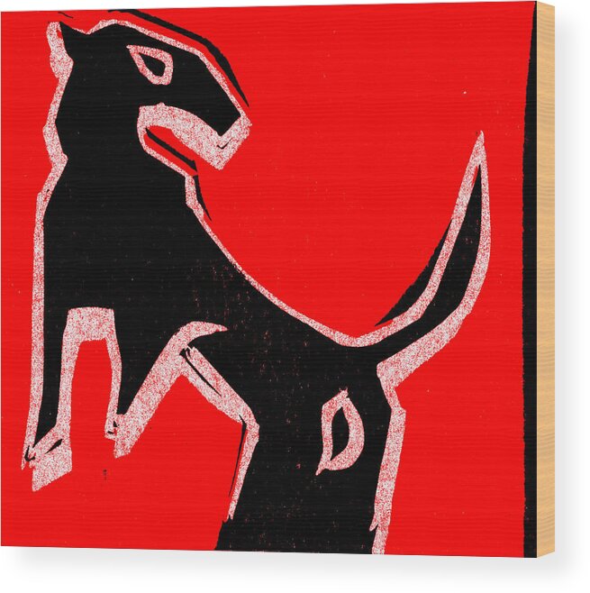 Terrier Wood Print featuring the digital art Bull terrier by Edgeworth Johnstone