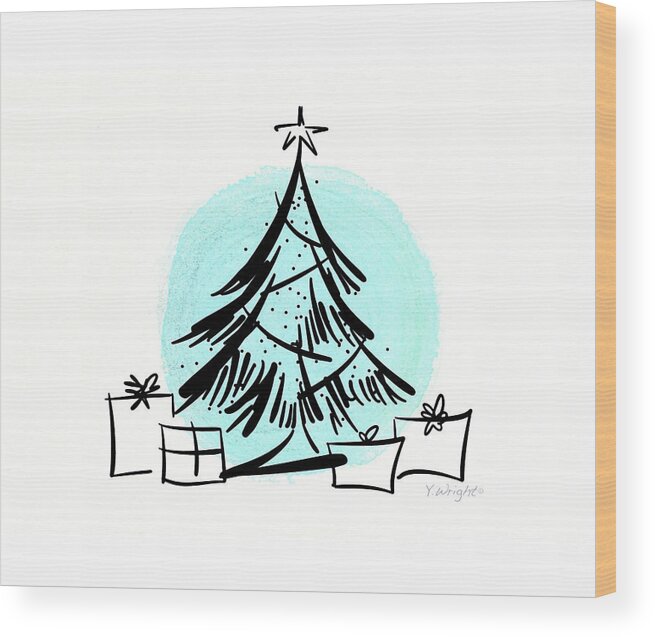 Drawing Wood Print featuring the digital art Christmas Greetings by Yvonne Wright