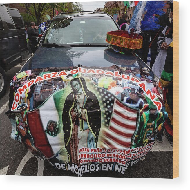 Cinco De Mayo Parade Nyc 2018 Wood Print featuring the photograph Cinco de Mayo Parade NYC 2018 Decorated Car by Robert Ullmann