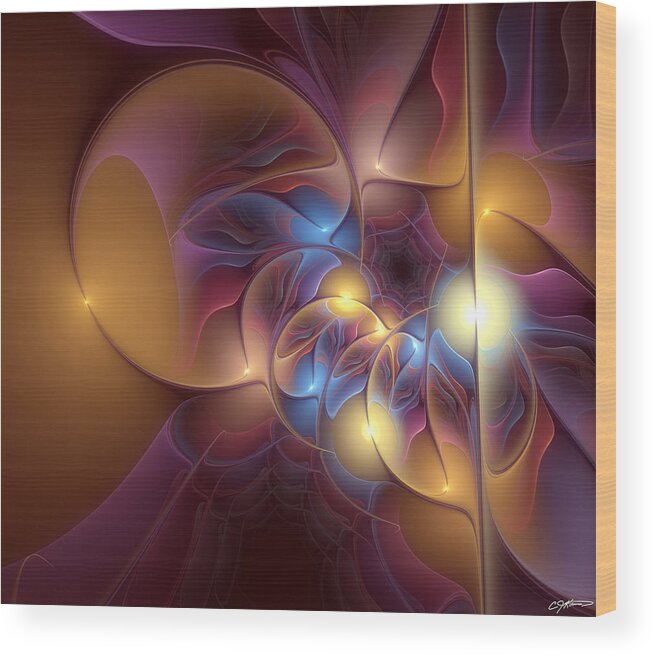 Abstract Wood Print featuring the digital art Coherence of Desire by Casey Kotas