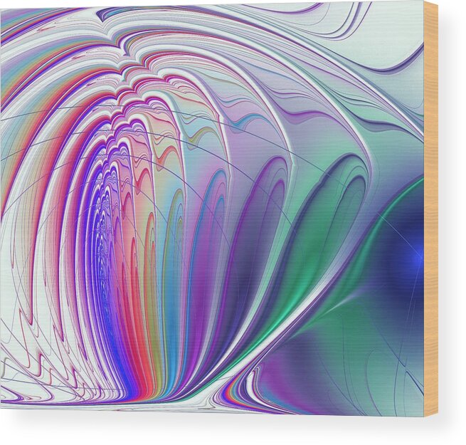 Wave Wood Print featuring the digital art Colorful Waves by Anastasiya Malakhova