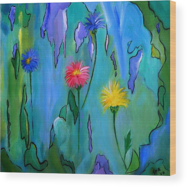 Cornflowers Wood Print featuring the painting Cornflowers by Gloria Dietz-Kiebron