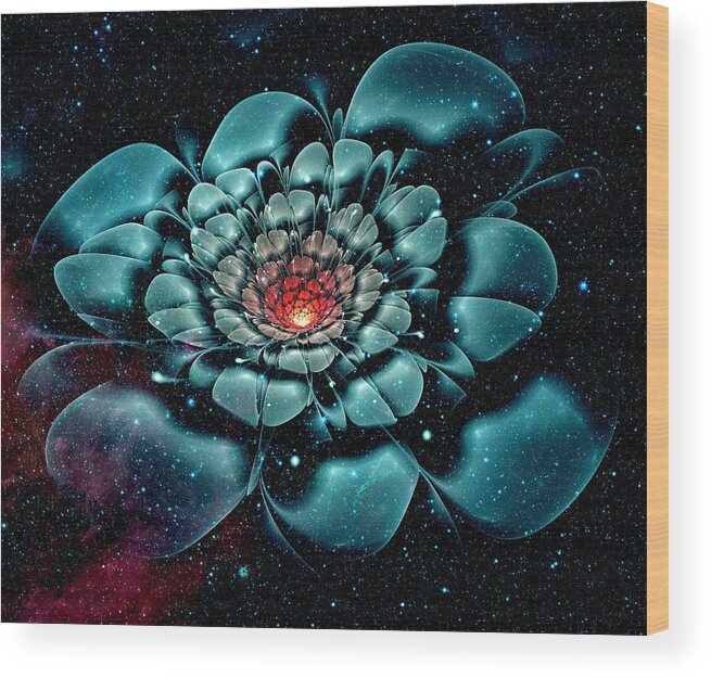 Flower Wood Print featuring the digital art Cosmic Flower by Anastasiya Malakhova