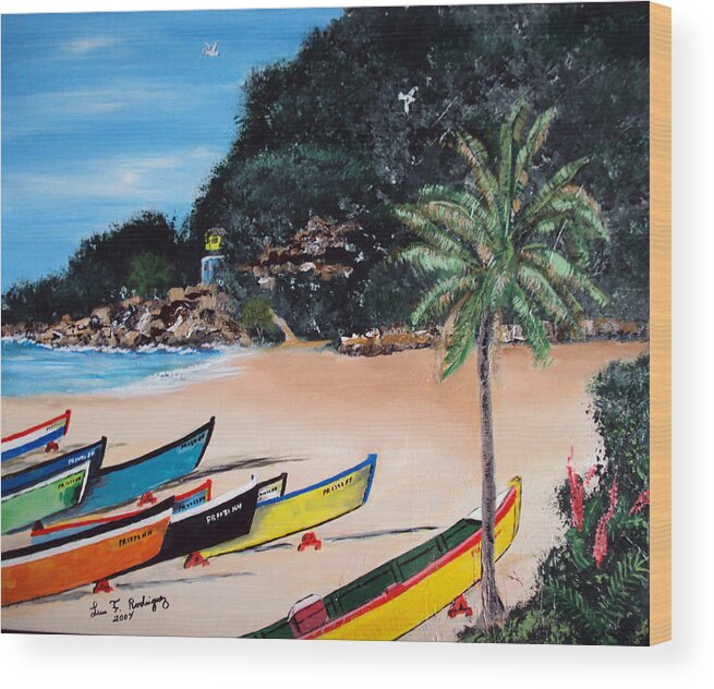 Aguadilla Wood Print featuring the painting Crashboat Beach I by Luis F Rodriguez