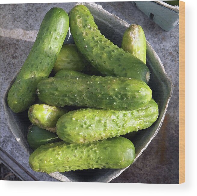 Farmers Market Wood Print featuring the photograph Cucumbers by Joyce Wasser
