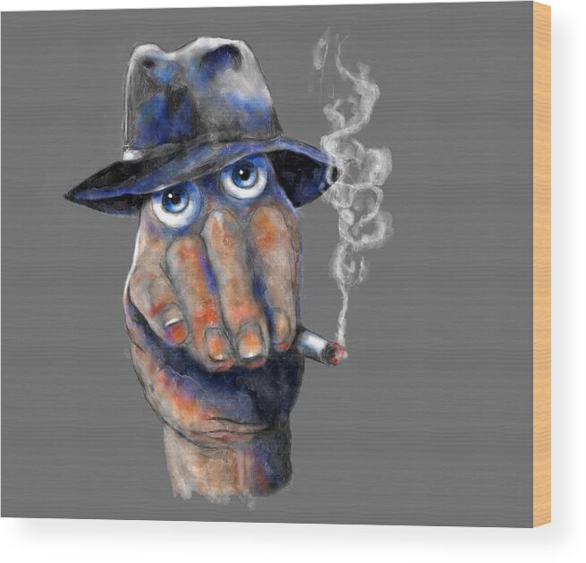 Sketch Wood Print featuring the digital art Detective Hand by Rick Mosher