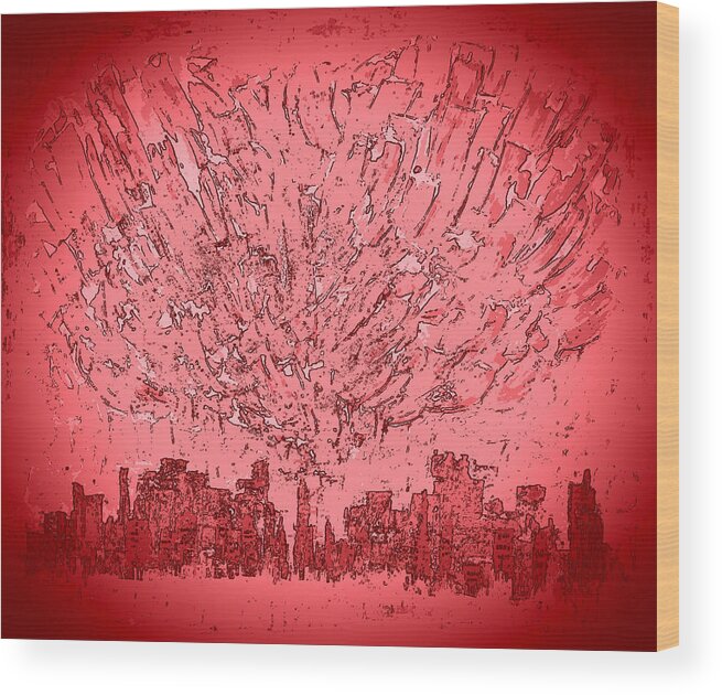 City Digital Arwork Wood Print featuring the painting DG3 - yes heart D3 by KUNST MIT HERZ Art with heart