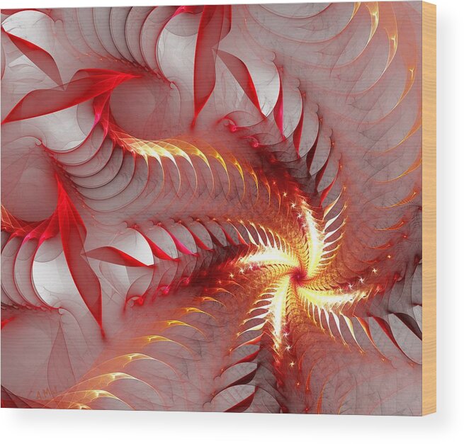 Dragon Wood Print featuring the digital art Dragon Flower by Anastasiya Malakhova
