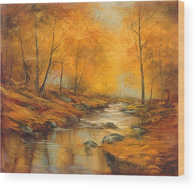 Fall Scene Wood Print featuring the painting Fall Reflections by Lynne Pittard