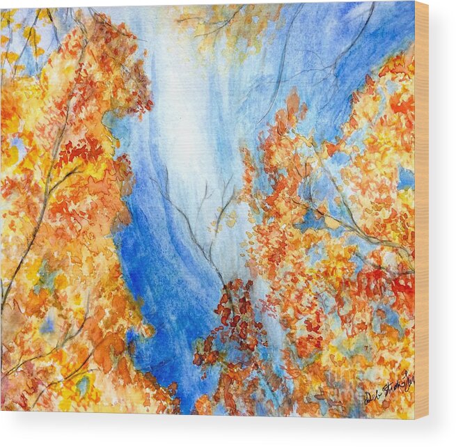 Watercolor Wood Print featuring the painting Fall Splendor by Deb Stroh-Larson