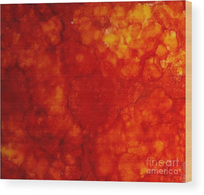 Alcohol Wood Print featuring the painting Fire Storm by Terri Mills