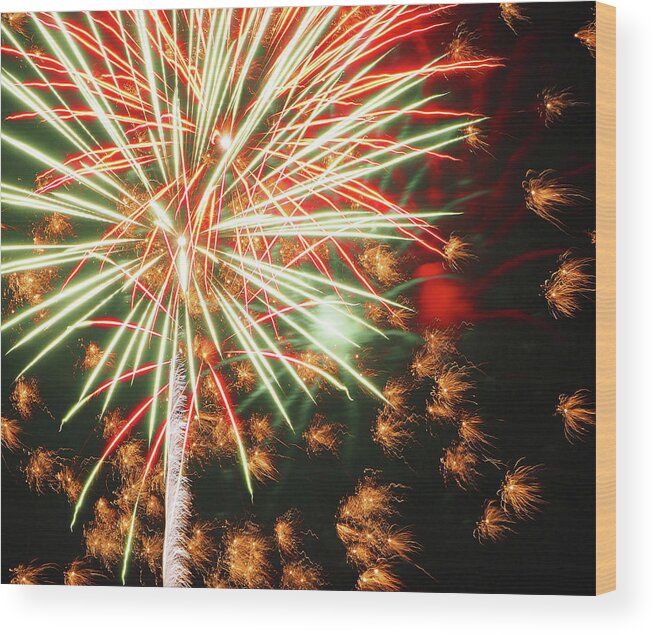 Fireworks Wood Print featuring the photograph Fireworks 2 by C H Apperson