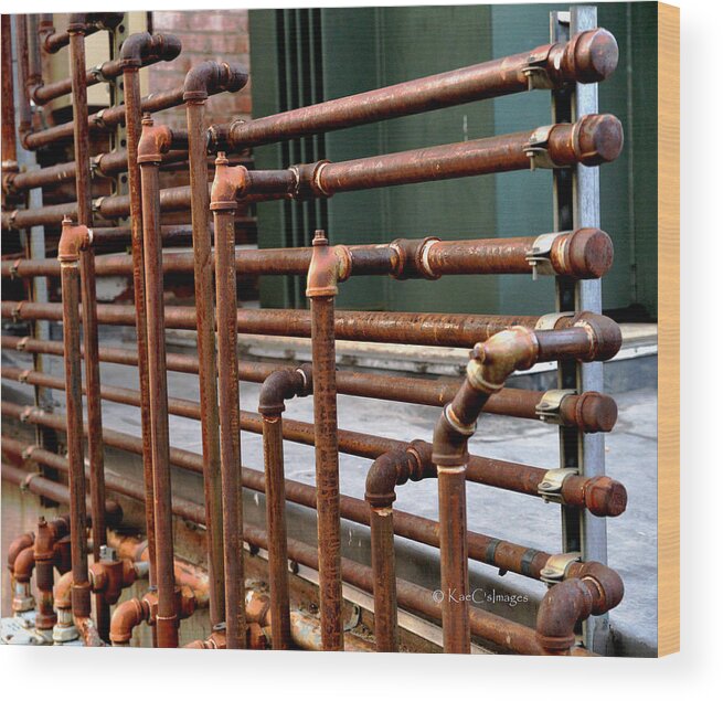 Gas Pipelines Wood Print featuring the photograph Gas Pipes and Fittings by Kae Cheatham