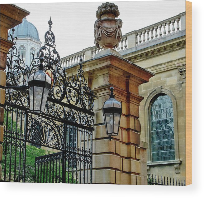 Gate Wood Print featuring the photograph Gate to Clare College. Cambridge. by Elena Perelman