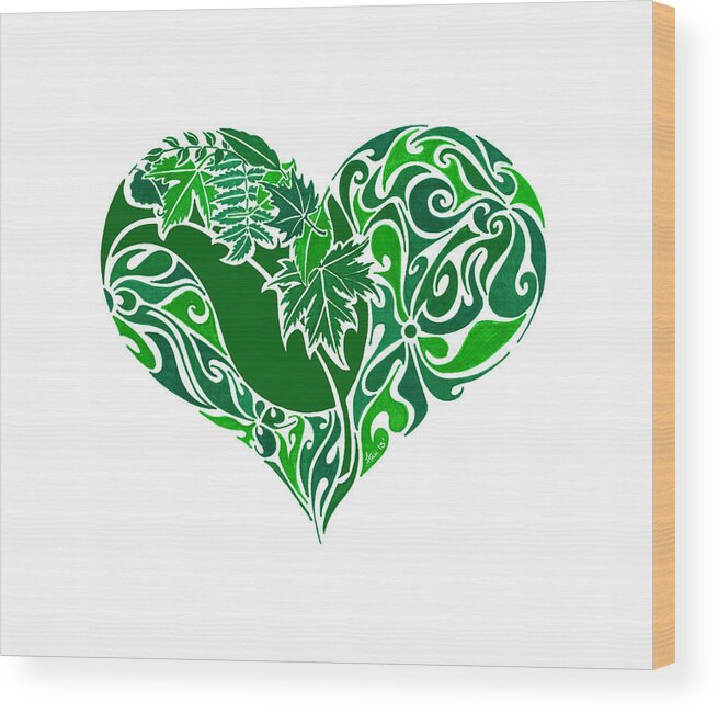 Leaf Wood Print featuring the painting Go Green by Anushree Santhosh