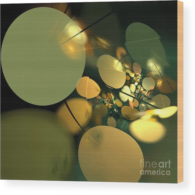 Gold Home Decor Wood Print featuring the digital art Green Pebbles by Kim Sy Ok