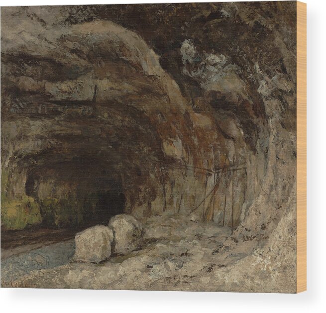 Gustave Courbet Wood Print featuring the painting Grotto of Sarrazine near Nans-sous-Sainte-Anne by Gustave Courbet