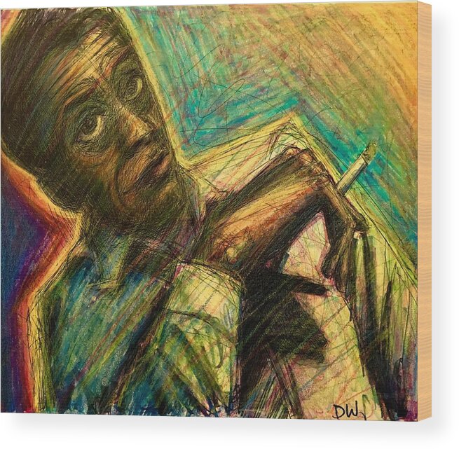  Wood Print featuring the drawing James Baldwin by David Weinholtz