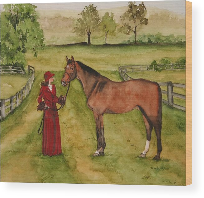 Horse Wood Print featuring the painting Lady and Horse by Jean Blackmer