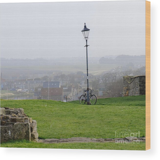 Lamppost Wood Print featuring the photograph Lamppost and bike. by Elena Perelman