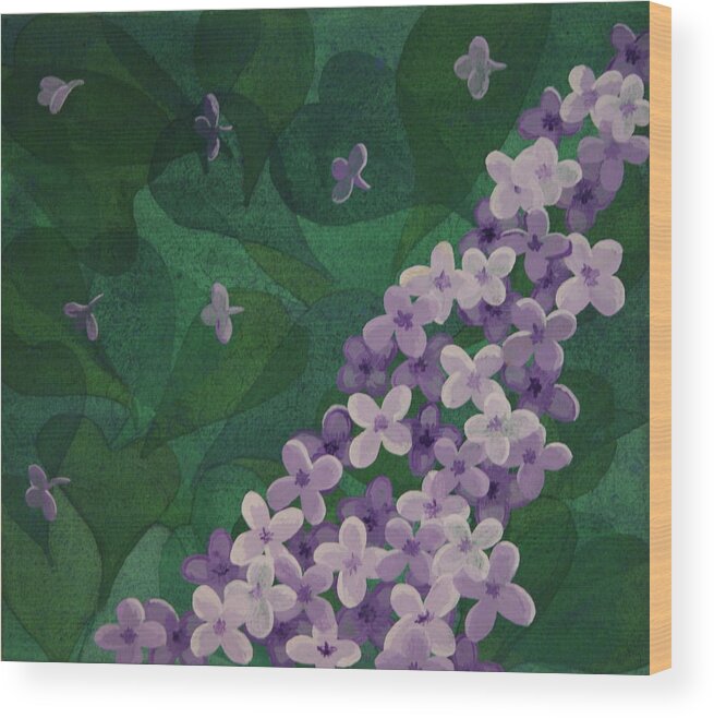 Abstract.flowers Wood Print featuring the painting Lilac by Paul Amaranto