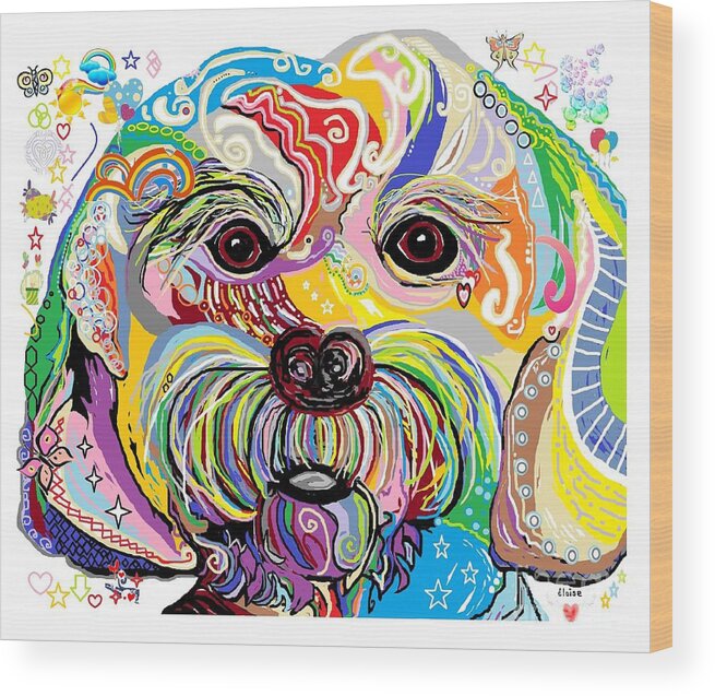 Maltese Wood Print featuring the painting Maltese Puppy by Eloise Schneider Mote