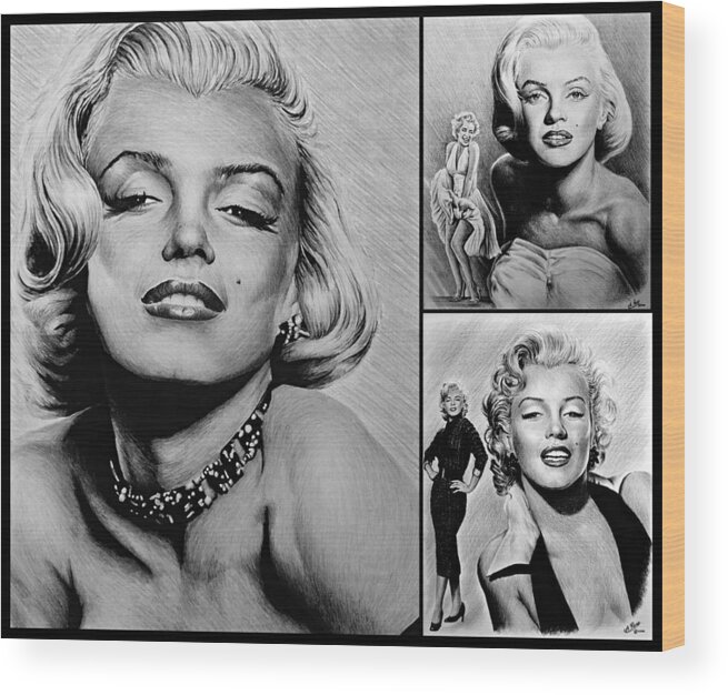Marilyn Monroe Wood Print featuring the painting Marilyn collage 2 by Andrew Read