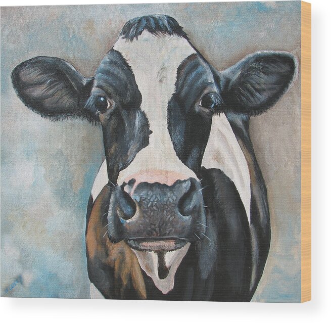 Holstein Wood Print featuring the painting Marsha by Laura Carey