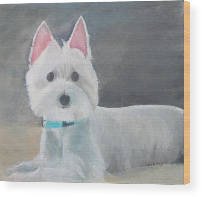 Westie Wood Print featuring the painting Meli by Paula Pagliughi