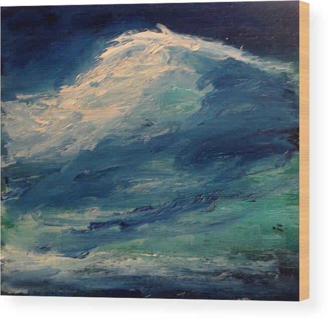 Wave Wood Print featuring the painting Moonlight by Fred Wilson