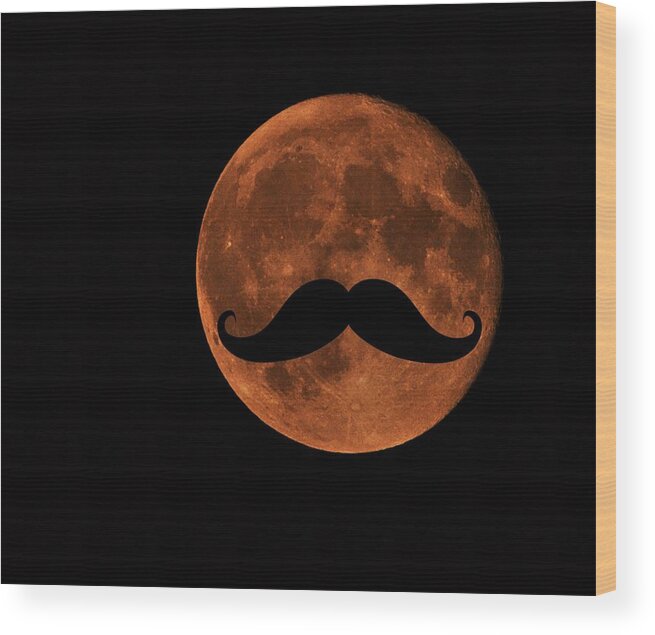 Mustache Moon Wood Print featuring the photograph Mustache Moon by Marianna Mills