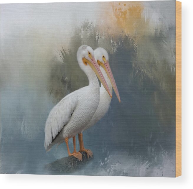 Pelican Wood Print featuring the photograph Pelican Pair by Kim Hojnacki