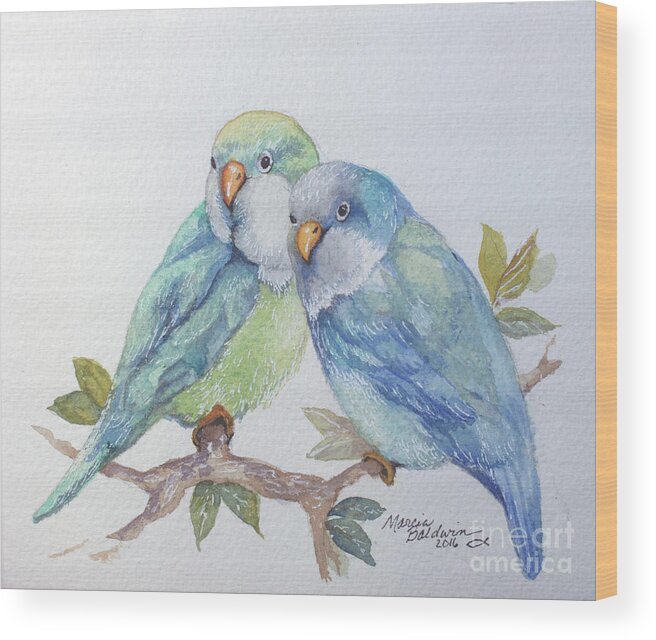 Bird Wood Print featuring the painting Pete And Repete by Marcia Baldwin