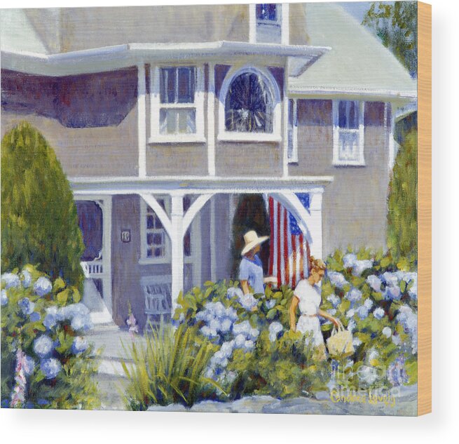 American Flag Wood Print featuring the painting Porch Blues by Candace Lovely