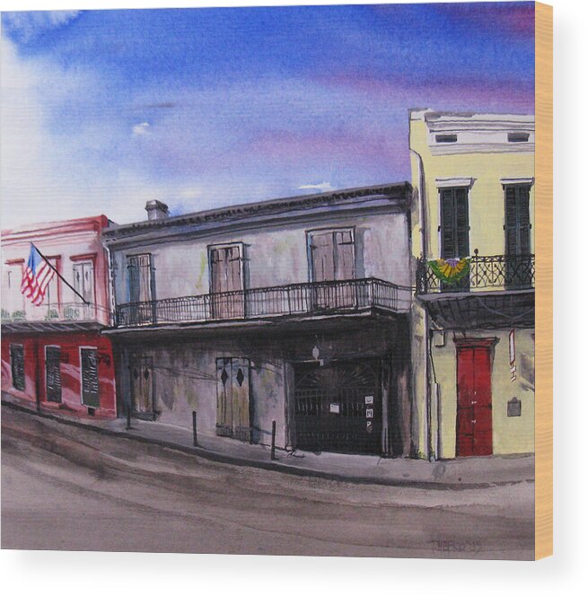 Street Scene Wood Print featuring the painting Preservation Hall by Tom Hefko
