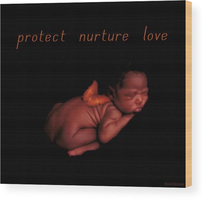 Protect Wood Print featuring the photograph Protect Nurture Love by Anne Geddes