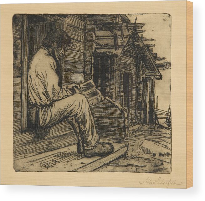 Albert Edelfelt Finnish Peasant Reading The Bible Wood Print featuring the painting reading the Bible by Albert Edelfelt