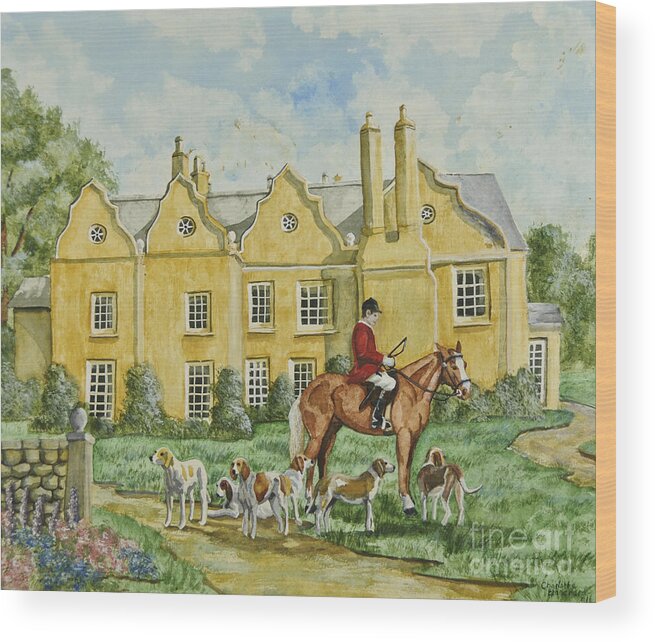 English Manor Home Wood Print featuring the painting Ready For The Hunt by Charlotte Blanchard