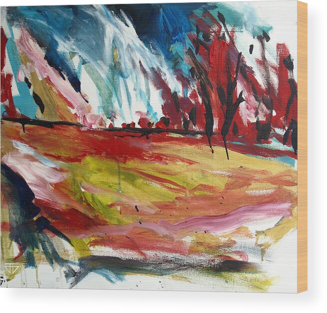  Wood Print featuring the painting Red Forest by John Gholson