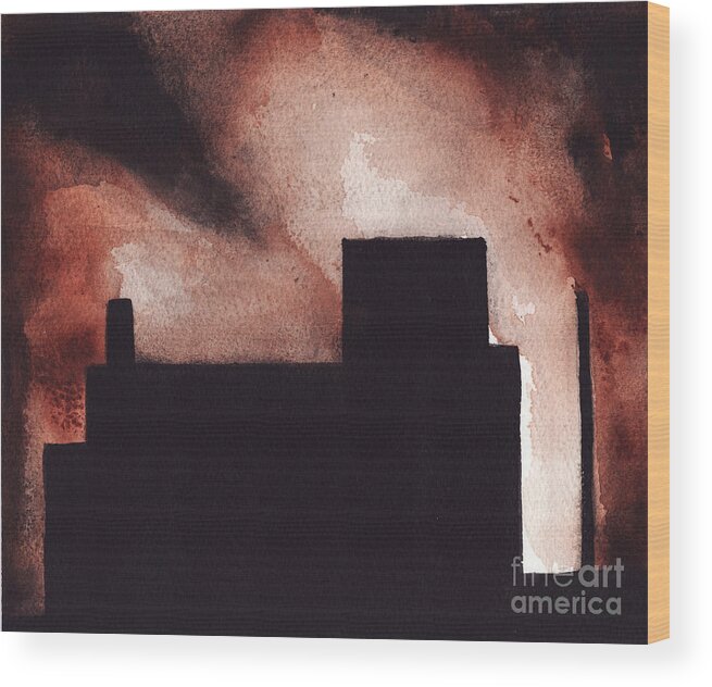 Landscape Wood Print featuring the painting Red Hook by Ron Erickson