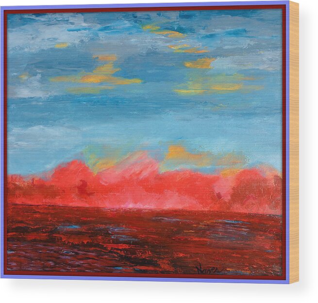 Seascape Wood Print featuring the painting Red Sea, Blue Sky by Deborah Naves